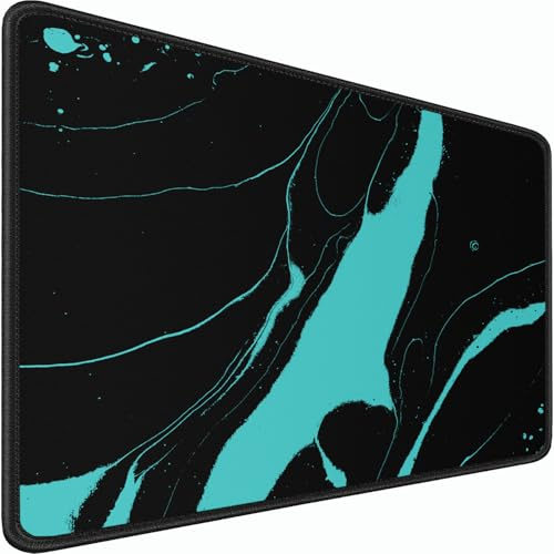 Gaming Mouse Pad, 31.5x15.7 inch Large Extended Computer Keyboard Mouse Mat, Water Resist Non-Slip Mousepad Rubber Base Long XXL Desk Mouse Pad for Work & Gaming, Office & Home, Black Blue