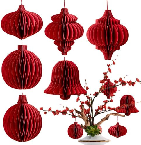 Decoraciones de linternas chinas - 6 Adornos de papel Peine de estilo chino, Colgante de linterna | Colgante decorativo de inauguración de la casa de Año Nuevo, Linterna decorativa de Papel