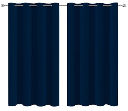 NINGBAI Verdunkelungsvorhang/Gardinen Vorhänge 80 x 100 cm Isolierend Kälteschutz Sonnenschutz Gardinen Lärmschutzvorhang für Schlafzimmer, Dunkelblau