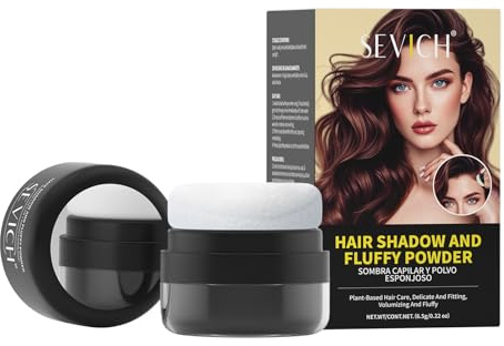 Sevich 2-in-1 Ansatzpuder Und Volumen Puder Haare Für Graues Haar Und Zerzausten Ansatz - ölabsorbierend, Natürlich Wirkend, Tragbar Mit Spiegel - Schwarz 6,5g