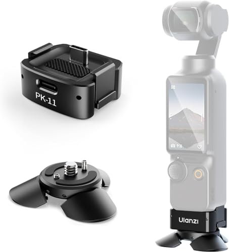 ULANZI Pocket 3 Mini Stativ Kit für DJI Osmo Pocket 3-Zubehör, Type-C-Ladeanschluss mit 1/4-Schraubenloch, für DJI Osmo Pocket 3, Smartphones, Action Kameras, Stativen, Gimbals (PK-08 & PK-11)