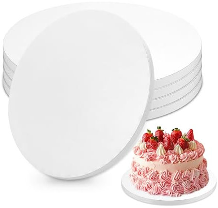 Zocipro 5 placas redondas para tartas de 25 cm, color blanco, 12 mm de grosor, reutilizables, para tartas de 6-9 pulgadas, postres