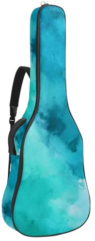 Gitarrentasche, 101,6 cm, 104,7 cm, 1 cm dick, Schaumstoff, weich gepolstert, für Akustik-, E-Bass, klassische Gitarre, tropische Aquarellblumen, Kränze, Blumensträuße, Mehrfarbig 02, 42.9x16.9x4.7 in
