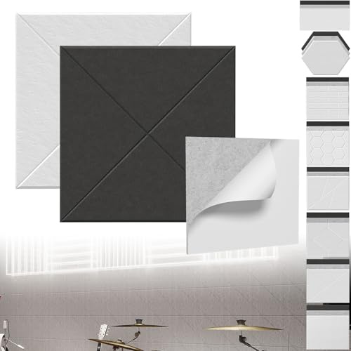 XINZI Panneaux acoustiques 3D - Motif X - Autocollants - Isolation acoustique - Panneaux muraux - Isolation acoustique - Revêtement mural - Traitement acoustique - Blanc