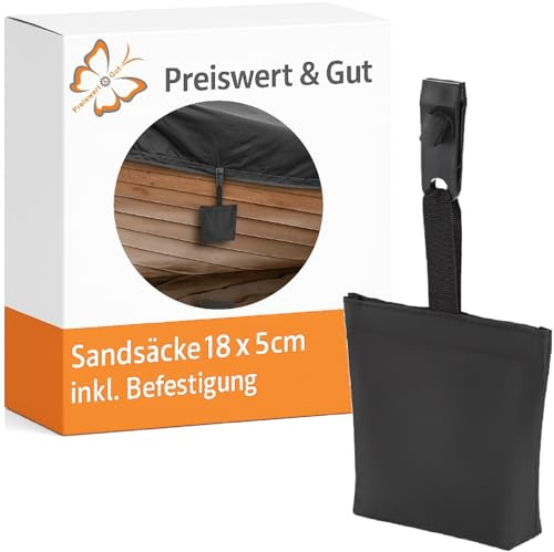 8 STK Sandsäcke für Pavillon zum Beschweren mit Clip 18,5 x 5 cm | Klettverschluss zur Zusatzbeschwerung für Zelt, Vorhang, Sichtschutz, Camping, Garten, Strand oder als Luftballon Beschwerer