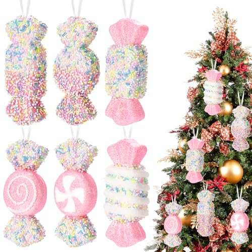 6 stycken julgransprydnader, 14,5 x 5,5 cm gransdekoration, stora polkagrisar juldekoration, julgransprydnad, julgransdekoration candycane