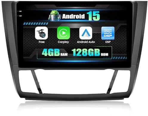 CAMECHO [4+128G] Android 15 Autoradio pour BMW 1 Serie E81 E82 E87 E88, Carplay Android Auto sans Fil, 9 INCELL Écran Bluetooth 2 Din Radio GPS WiFi FM/RDS Mirror Link +Mic+Caméra de recul