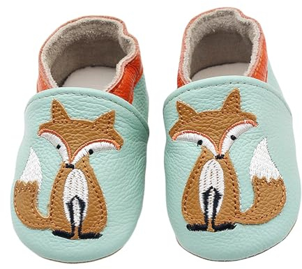 Generisch Krabbelschuhe Baby Lauflernschuhe Jungen Mädchen Weicher Leder Babyhausschuhe Kleinkind Rutschfeste Lederschuhe Baby 2025 (01 Blue2, L)