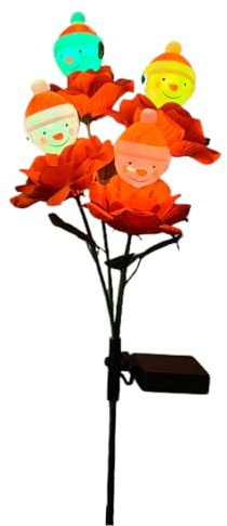 Lampes solaires de Noël, piquets de jardin en forme de rose bonhomme de neige, lampes solaires d'extérieur de 30,5 cm avec ampoules LED, décorations sur piquets en métal avec design étanche, accessoir