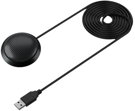 Qomcsrl Microfono da Conferenza USB Desktop Plug&Play 360° Microfono A Condensatore Omnidirezionale per Computer Laptop Pulsanti