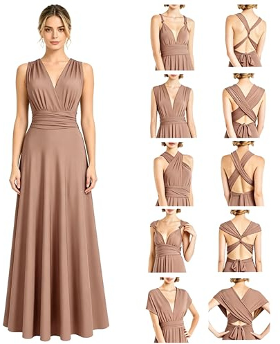 Neteson Robe de Soirée Femme Convertible Robe Demoiselle d'honneur Cocktail | Longue Dos Nu Multi-Way Robe Mariage Invitée Fête de Bal Aniversaire