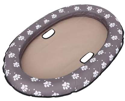 JUMPLAWN Kleine aufblasbare Hunde-Pool-Schwimmhilfe - 96 x 65 cm (37,8 x 25,6 Zoll) - Stabile Stütze, Sommerspielzeug für Hunde, geeignet für Pool, See, Camping und Strand (Hellbraun)