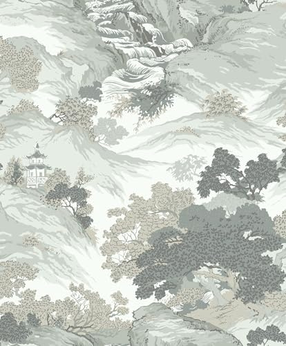 Crown Wallcoverings Oriental Landscape Wallpaper Green M1191 Full Roll
