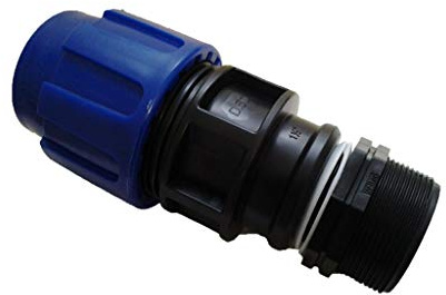 IBC Tankdurchführung 20-50mm PE-Rohr Anschluss 1 1/4, Doppelnippel+2 Dichtung (40mm)