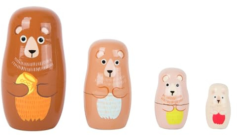 small Foot Matrjoschka Bärenfiguren aus Holz, Motorikspiel für Kinder ab 3 Jahren, in 4 verschiedenen Größen, 10621