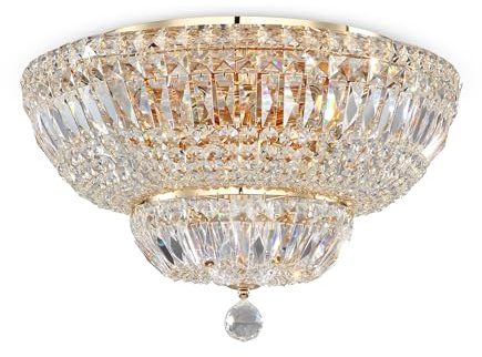 MAYTONI DECORATIVE LIGHTING Kronleuchter Basfor - Wundervolle runde XXL Gold-farbenes Metall, echte Kristalle, E14x12 60W exkl., 220V-240V für Lobby, Hotel, Restaurants, Theater