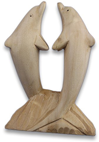 ART-CRAFT Delfin Liebespaar aus Krokodilholz von Hand geschnitzt 10cm