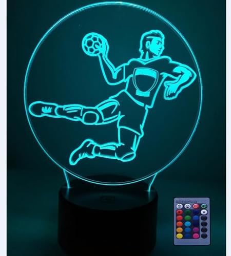 HPBN8 Ltd Optical Illusions 3D Handball Nacht Licht LED Lampen Fernbedienung 7/16 Farbwechsel Berühren Tabelle Schreibtisch USB Power für Kinder Schlafzimmer Geburtstagsgeschenke Geschenk