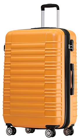 BEIBYE 2088 Zwillingsrollen Reisekoffer Koffer Trolleys Hartschale M-L-XL-Set (Orangen, M)