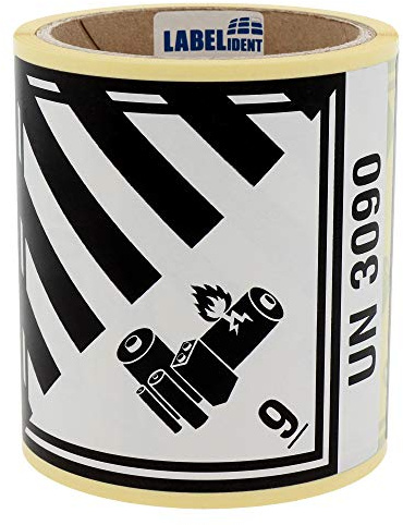 Labelident Gefahrgutaufkleber 100 x 120 mm - Gefahrgutetiketten Klasse 9A - 100 Gefahrstoffetiketten auf 1 Rolle/n, Papier weiß-schwarz