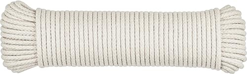 SteadMax 100 ft Natural Cotton Rope, Clothesline Cord, 1/4 inch General Purpose Rope Utility Cord, Ideal for Sports, Outdoors, Tents, Hammocks, Halters, Harnesses, Awnings (1 Pack)