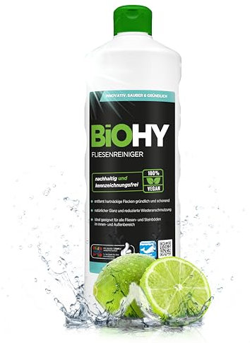 BiOHY Limpiador de azulejos (1 botella de 1 litro) | especialmente desarrollado para suelos de piedra y baldosas, deja una capa de brillo repelente a la suciedad (Fliesenreiniger)