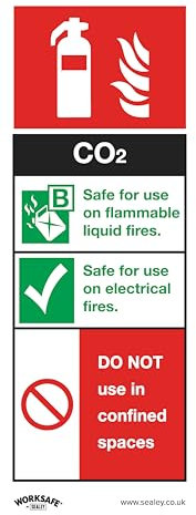 Sealey SS21V10 - Extintor de CO2, señal de seguridad para condiciones seguras, vinilo autoadhesivo, paquete de 10