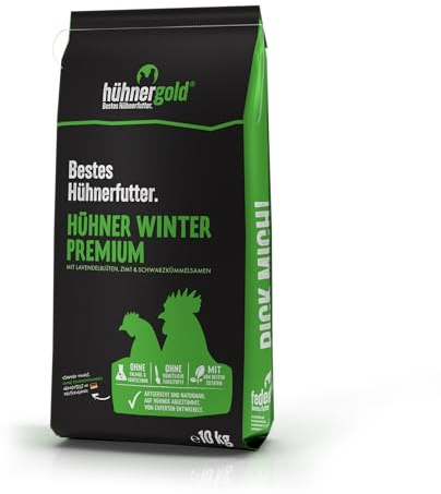 hühnergold® Hühner Premium Winter 2 x 10 kg – Hochwertiges Winterfutter für Hühner, Enten & Gänse – Naturnahe Pellets mit Winterkomplex, Kräutern & Anti-Milben Wirkung