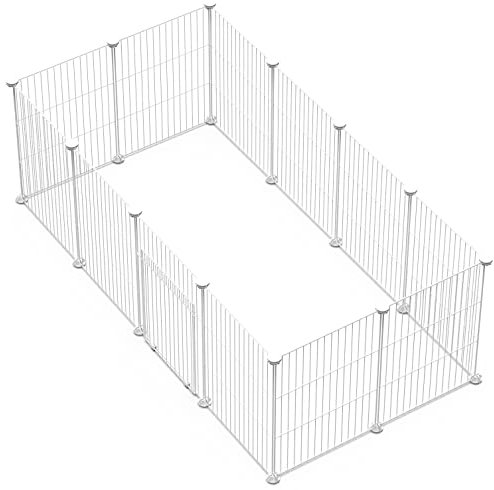 Langxun DIY-Käfig mit Tür, Zaun für Kleintiere, Haustiere, Käfig für Kaninchen, Meerschweinchen, Gehege für Welpen, Kätzchen, 43 x 32 cm, 12-teilig