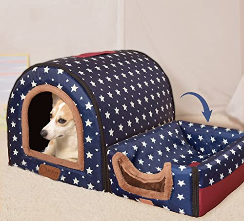 Extra großes Hundebett, Iglu-Hundehaus mit Dach, XL, Labrador, beruhigende Zwinger, wasserdicht, Anti-Angst, faltbare Katzenhöhle, Haustiernest für Welpen/Kätzchen