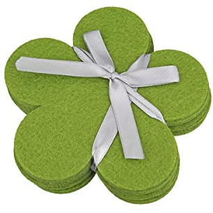 Set di 6 sottobicchieri in feltro, motivo floreale, 11,5 cm, colore: verde