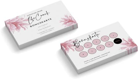Bonuskarten personalisiert | Life Coach | 2-seitig | Querformat | Menge zur Auswahl | Treuekarten | Stempelkarten | Nagelstudio | Fußpflege | Friseur | Kosmetik | Blumen (100 Stück)