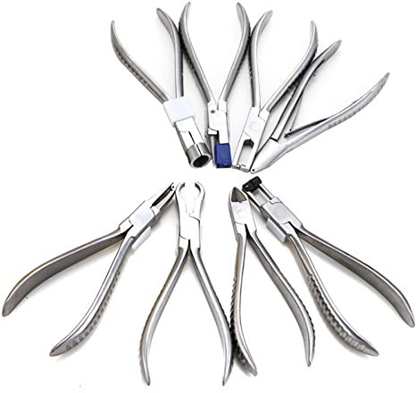 NICHOY Backenzange für Brillengestelle, Backenzange für Brillen, 7-teiliges Brillenreparaturset, optisches Zangen-Set, Brillenreparatur-Werkzeug-Kombi-Set(Color:A Set)