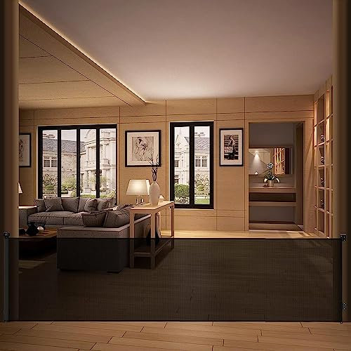 Treppenschutzgitter Türschutzgitter Ausziehbar Roll 0-250 cm, AISIR Babyglitter Absperrgitter Hund, mit 2sets Installationszubehör um 2 Treppenglitter/Türgitter/Halways -Schwarz