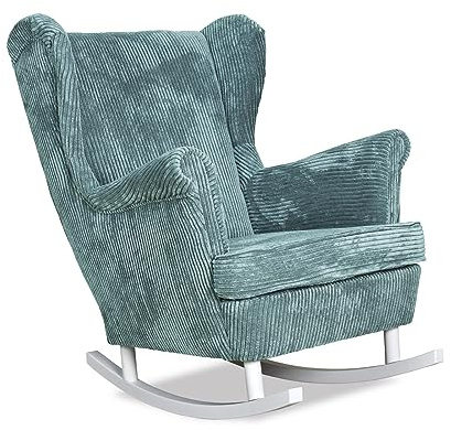 Family Meble Schaukelsessel Cord, Modell Bonito, Skandinavisch, Relaxsessel aus Webstoff, Loungesessel, Ohrensessel, Bequemer Sessel, Für Wohnzimmer, Esszimmer, Schlafzimmer, Büro, Mint