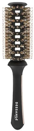 DESSANGE - Brosse Brushing - Double Empoilage - Nylon Sanglier - Brosse Ronde Aérée - Brossage Doux - Brillance - Boucle - Volume - Cheveux Fin à Normaux