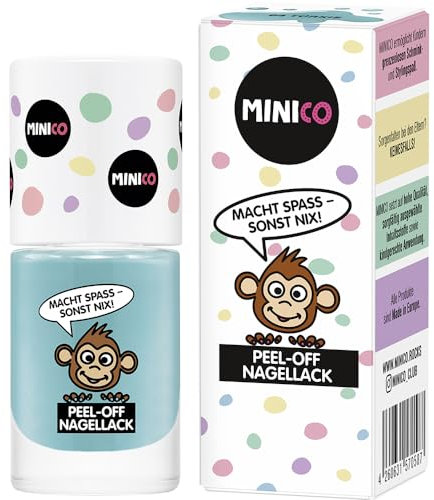 MINICO Premium Kinder Nagellack Türkis, abziehbar, dermatologisch-getestet, kindgerecht, nachhaltig, vegan, wasserbasis, peel-off entfernbar