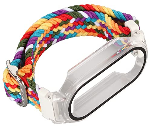 Correa de Reloj de Nailon con Funda Protectora y Protector de Pantalla, Compatible con Mi Band 7, Ajustable, Protección Completa, Regalo Ideal para Navidad, (Estuche Multicolor y