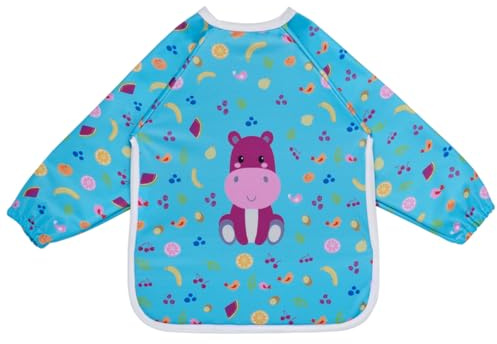 HOMYBABY® Baberos bebe mangas impermeable PREMIUM - PUL laminado suave, transpirable y resistente - Babero Baby Led Weaning - Baberos BLW ajustable - Baby infantil plastificado (6-24 meses)