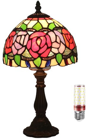 Uziqueif Tiffany Style Tischlampe, 8 Zoll Tiffany Lampe, Vintage Buntglas Lampen, Tischlampen Für Wohnzimmer Schlafzimmer Nachttischlampe Büro