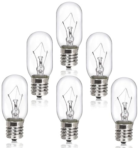 HINUAXBULB 6 Pack Microwave Light Bulb 40 Watt 120V T8 Replacement Light Bulb E17 Standard Base Stove Light Bulbs Under Hood for Oven Stove Refrigerator Microwave