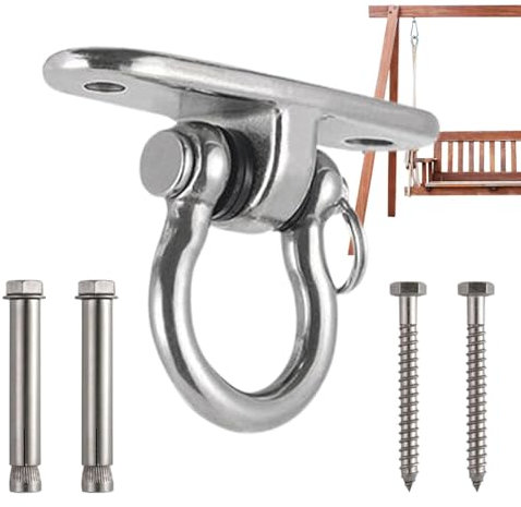 Set di staffe per altalena, resistenti, ganci per altalena per amaca, girevoli a 360°, ganci per altalena in acciaio inox 304, per portico, patio, parco giochi, giardino, interni ed esterni