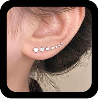 Aneneiceera Boho Kristall Ohr Climber Ohrringe - Strass Crawler Ohrstecker Silber Cz Klettern Vintage Cluster Schmuck Für Frauen