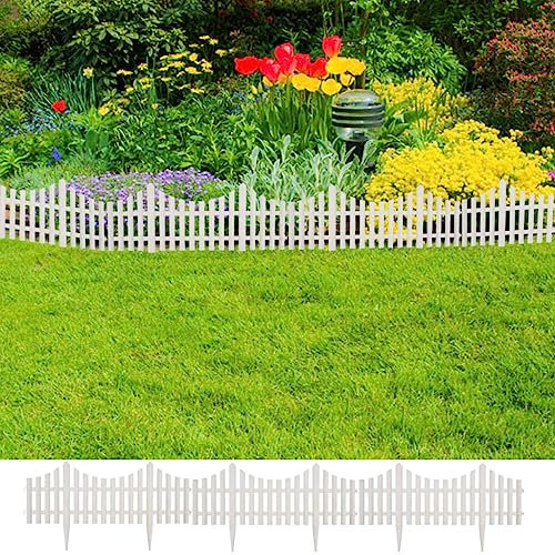 CFODOJ Quincaillerie, clôture et barrières, bordures et bordures de jardin, séparateur de pelouse blanc, 17 pièces/10 m