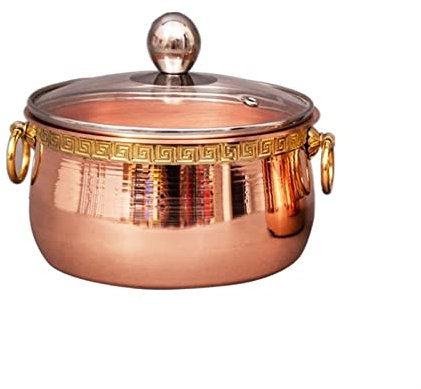 Olla Caliente de Cobre China, Olla Caliente de carbón de Cobre, Olla China para Sopa, Olla Tradicional Grande para cocinar, Regalo Inusual, Cobre.