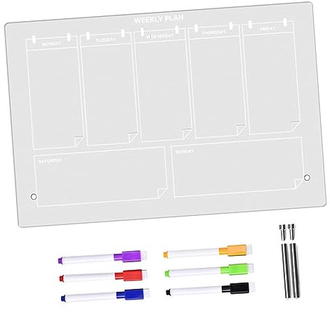 Tofficu Transparentes Acryl Memo Board Mit Teilen Inklusive Whiteboard Stifte Und Magnetclips Tragbares Leichtes Notizbrett Für Desktop Für Büro Schule Und Zuhause Multifunktionale To-do