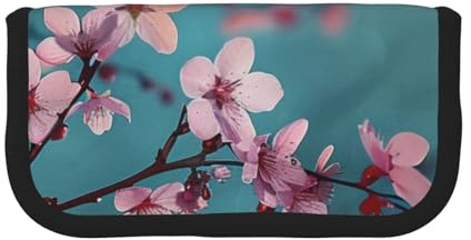 LRHCNZDCP Trousse à crayons en toile avec fermeture éclair Motif fleurs de cerisier japonais, Noir , Taille unique, Cartable