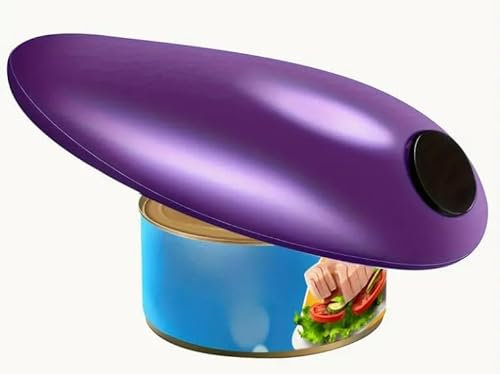 K.H Electric Can Opener, Tin Opener UK is Safe and Easy, One Touch Switch Can Opener Battery Operated, Smooth Edged Electric Tin Opener (Purple)