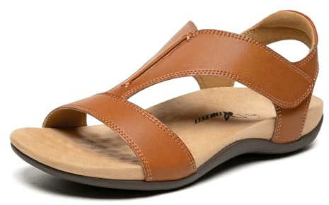 Athlefit Summer Orthopedic Sandals for Women Orthotic Tan Sandals with arch support Size 8.5