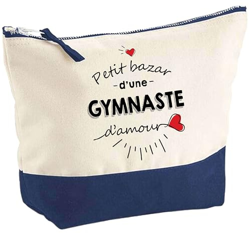 Pochette Bazar d'une Gymnaste d'amour | Idée Cadeau pour Collègue Travail Retraite Trousse Grand Format Maquillage Toilette